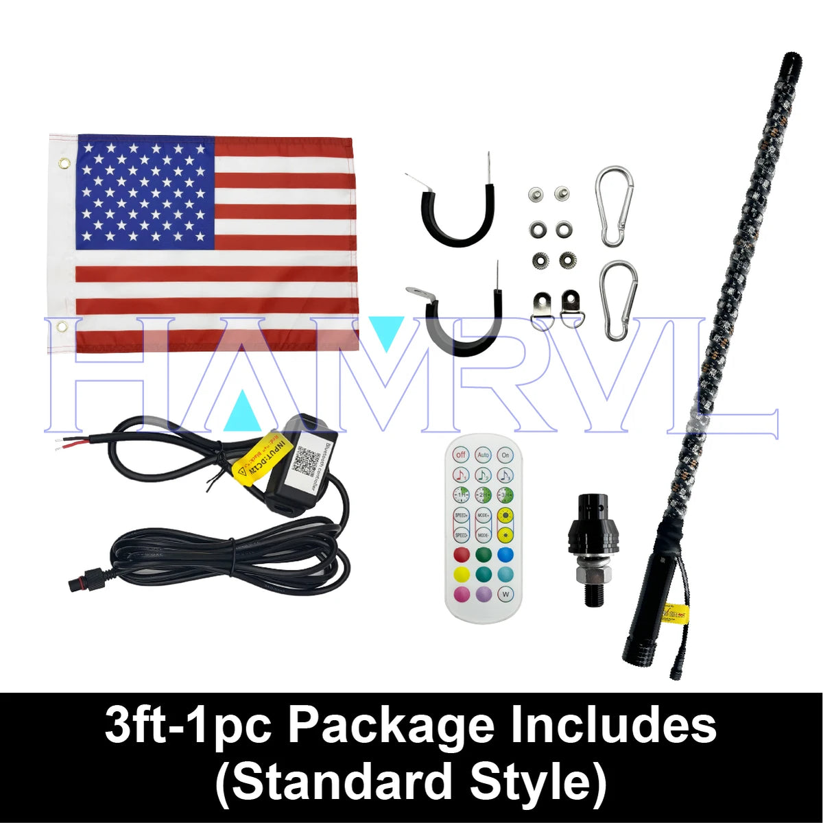 RGB LED Whip Light with Spring Base & Music Sync for UTV & SXS