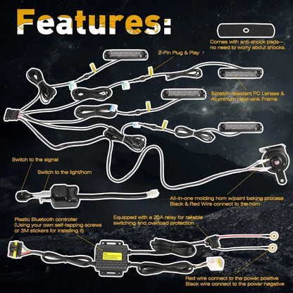 Street Legal Turn Signal Kit with Horn and Toggle Switch for UTV & SXS