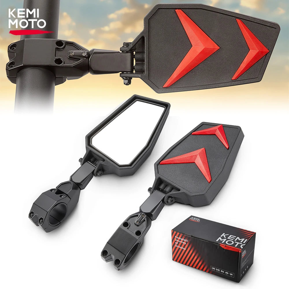 KEMIMOTO Roll Bar Side Mirrors for 1.75–2 Inch Cages for UTV & SXS