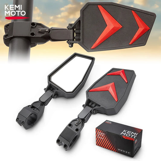 KEMIMOTO Roll Bar Side Mirrors for 1.75–2 Inch Cages for UTV & SXS