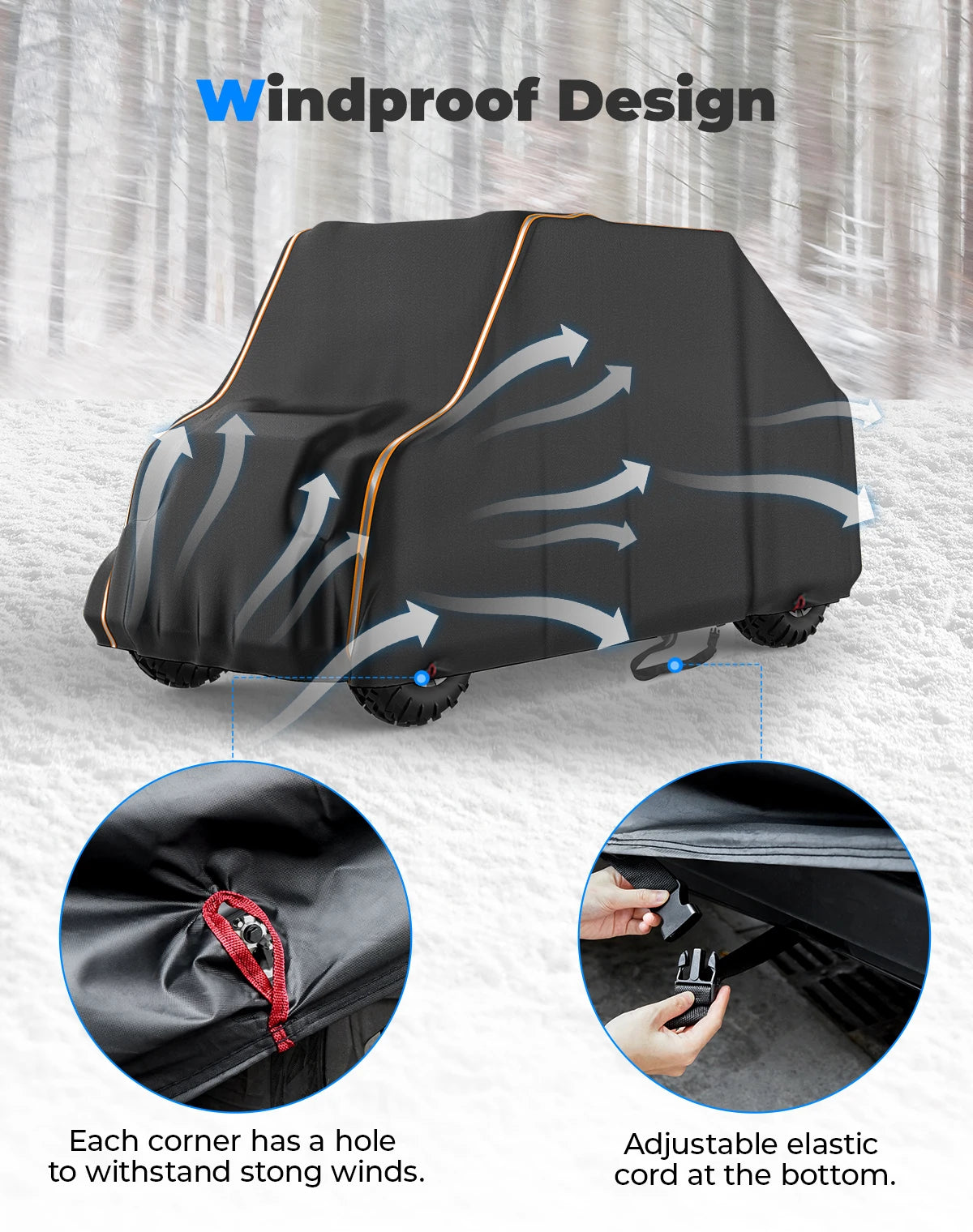4-Seat Utility Vehicle Cover with PU Coating for Polaris Ranger XP 1000, General & RZR XP 1000