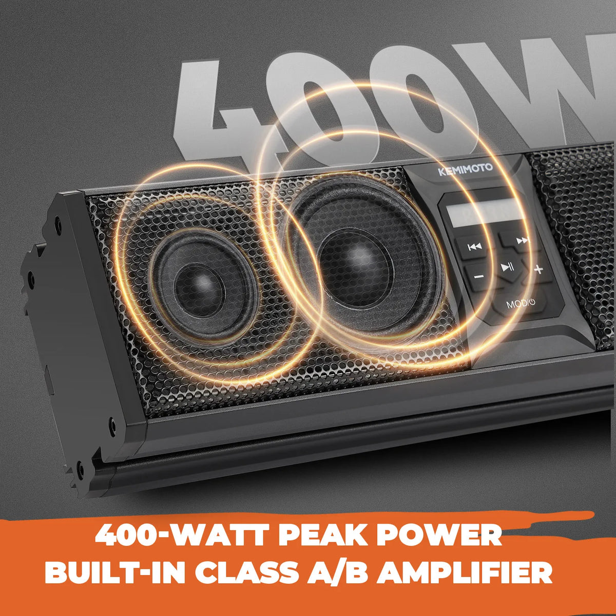 Waterproof Bluetooth Speakers with LED Lighting & Remote for UTV & SXS