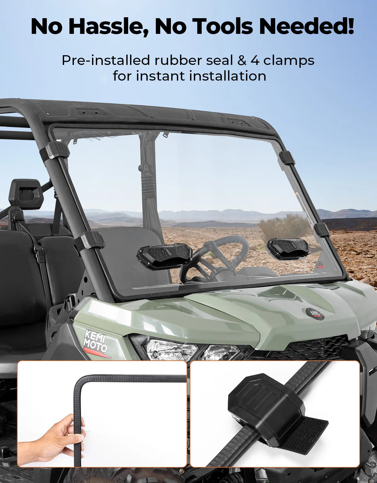 Hard-Coated Front Windshield with Adjustable Vent for Can-Am Defender (2016–2025)