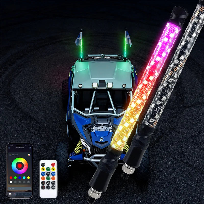 1-Foot RGB LED Whip Light with App Control for UTV & SXS