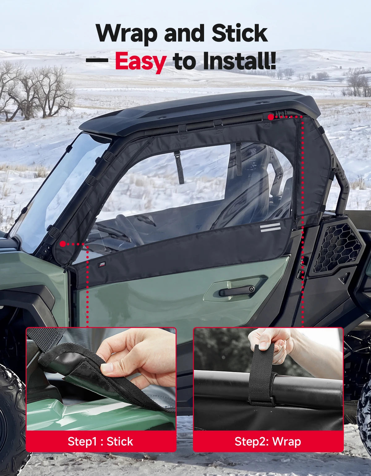 Soft Door Enclosure Panels with Roll-Up Clear Windows for Can-Am Commander (2021–2026)