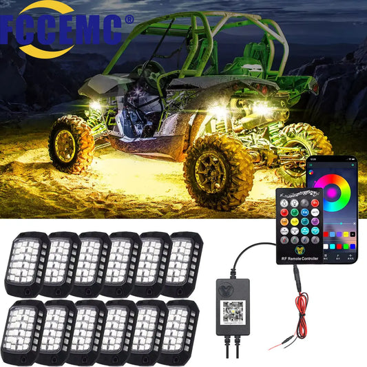 RGB LED Underglow Rock Lights with App Control for UTV & SXS