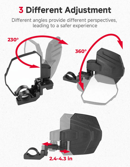 3-in-1 Extendable Adjustable Side Mirrors for UTV & SXS