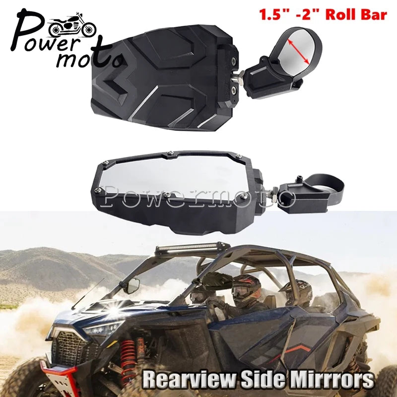 Roll Bar Side Mirrors for 1.5–2 Inch Tubes (Pair) for UTV & SXS