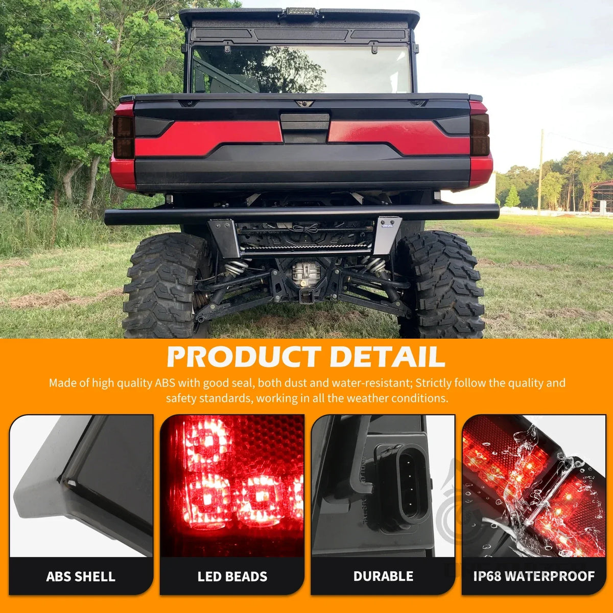 12V LED Stop and Tail Lights for Polaris Ranger XP 1000 (2017–2025)