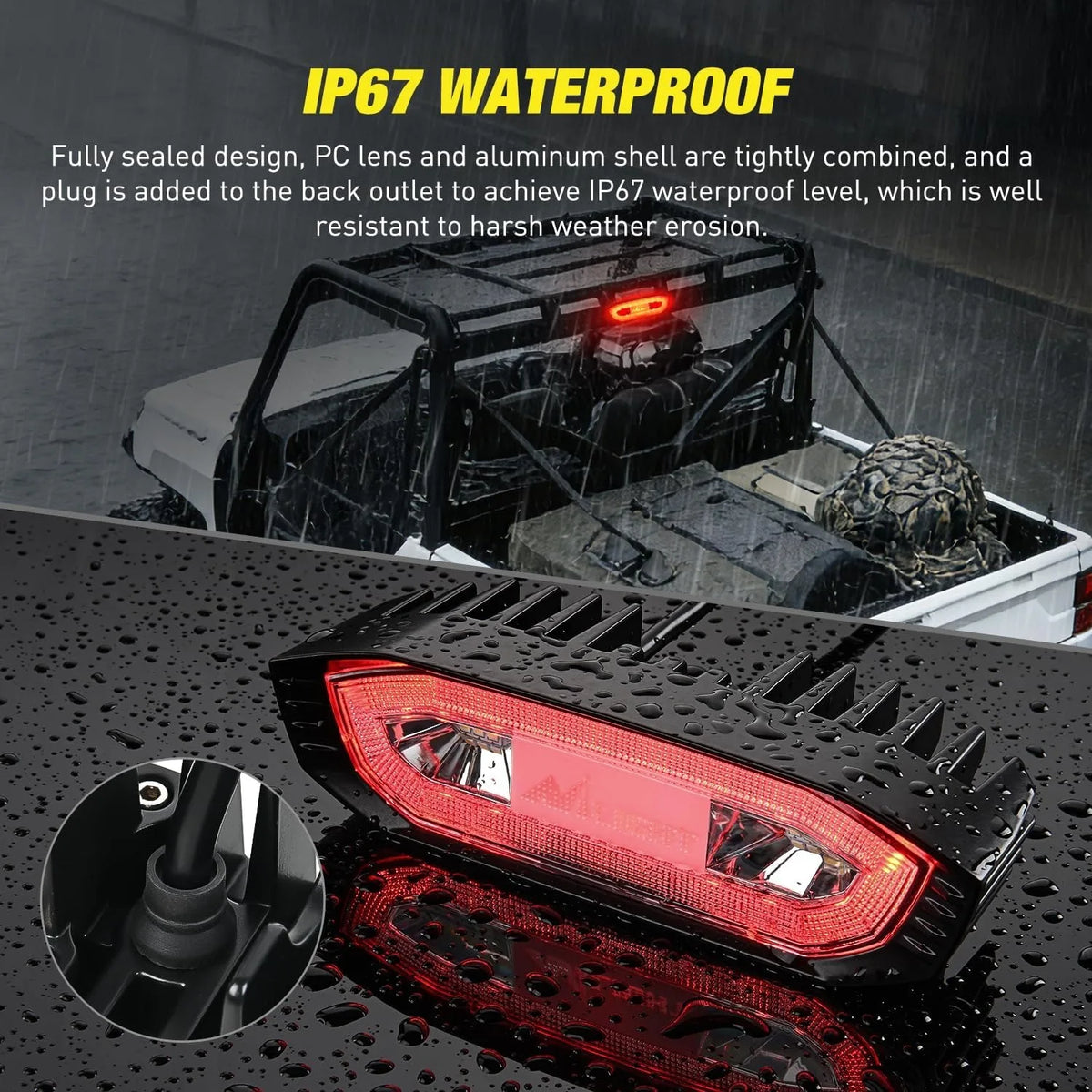 Nilight LED Chase Brake Light Bar, 1.75–2 Inch Roll Bar Mount for UTV & SXS
