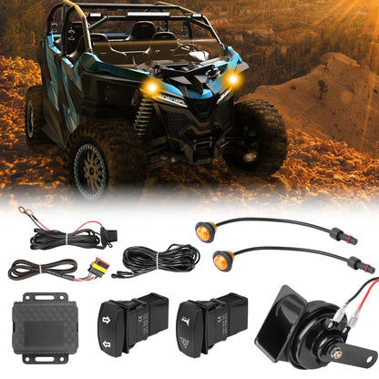 Street Legal Turn Signal & Horn Kit with Rocker Switch for Can-Am Maverick X3 & Polaris Ranger XP 1000