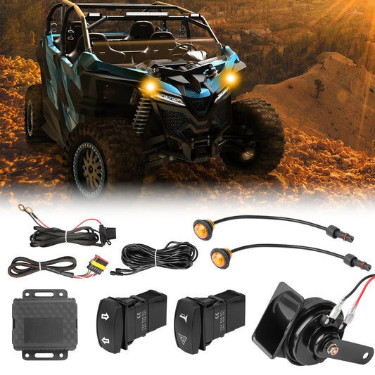 Street Legal Turn Signal & Horn Kit with Rocker Switch for Can-Am Maverick X3 & Polaris Ranger XP 1000