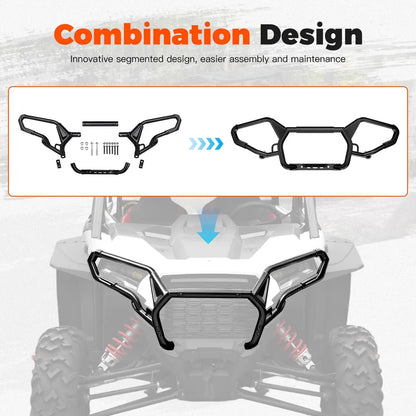 Heavy-Duty Steel Front Bumper with Brush Guard for Polaris RZR XP 1000 (2024–2026)