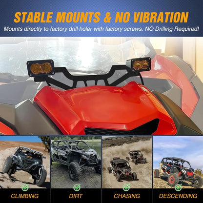 Nilight Shock Tower Light Bar Mounting Brackets for Can-Am Maverick X3 (2017–2026)
