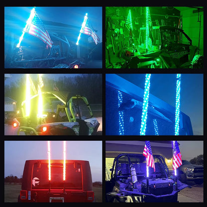 RGB LED Whip Light with Spring Base & Music Sync for UTV & SXS