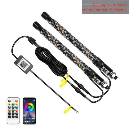 1 ft COB LED Whip Lights with Turn, Brake & Reverse (Pair) for UTV & SXS