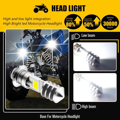 P15D LED Headlight Bulbs, 6000K White Hi/Lo (2-Pack) for UTV & SXS