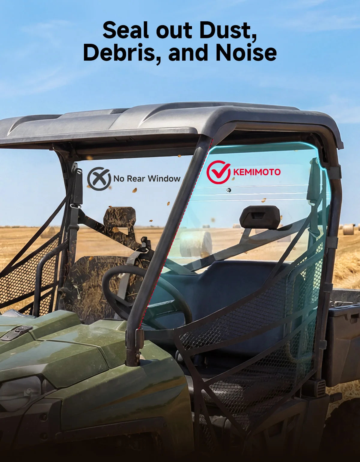 Full Polycarbonate Rear Windshield for Polaris Ranger 570 (2016–2025)