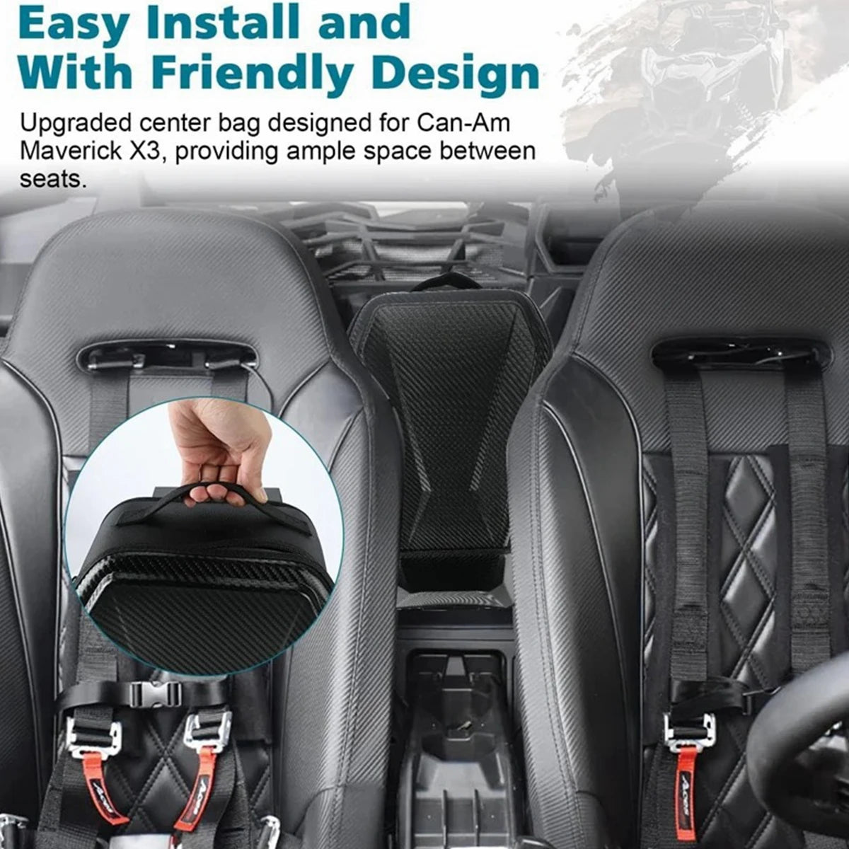 Waterproof Between-Seat Console Storage Bag, Large Capacity for UTV & SXS