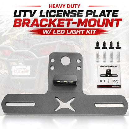 Aluminum License Plate Bracket with 12V LED Light for UTV & SXS