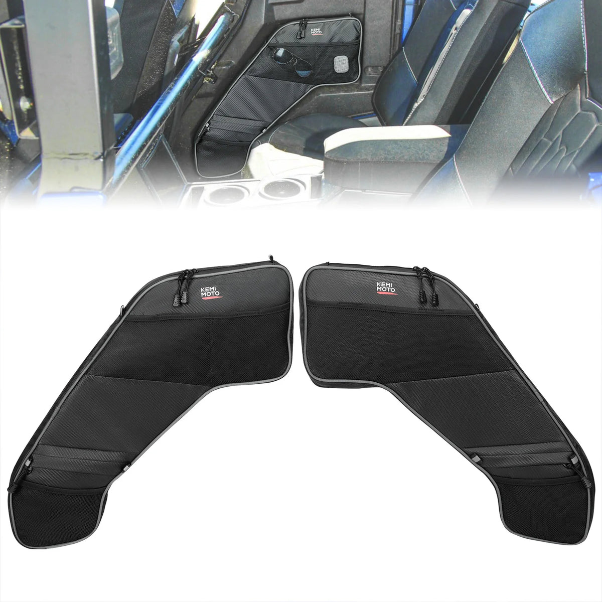 KEMIMOTO Rear Door Storage Bags with Knee Pads for Polaris General (2017–2026)
