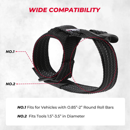 Rubber Roll Bar Gun & Tool Holder Straps (4-Pack) for UTV & SXS