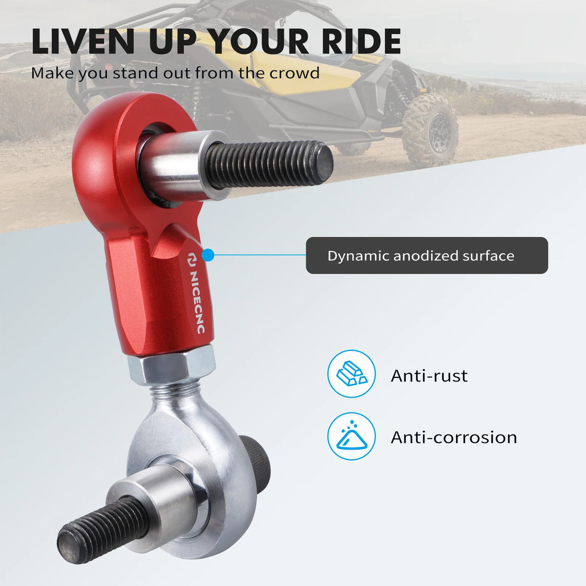 NICECNC Aluminum Front & Rear Sway Bar Links for Can-Am Maverick X3 (2017–2023)