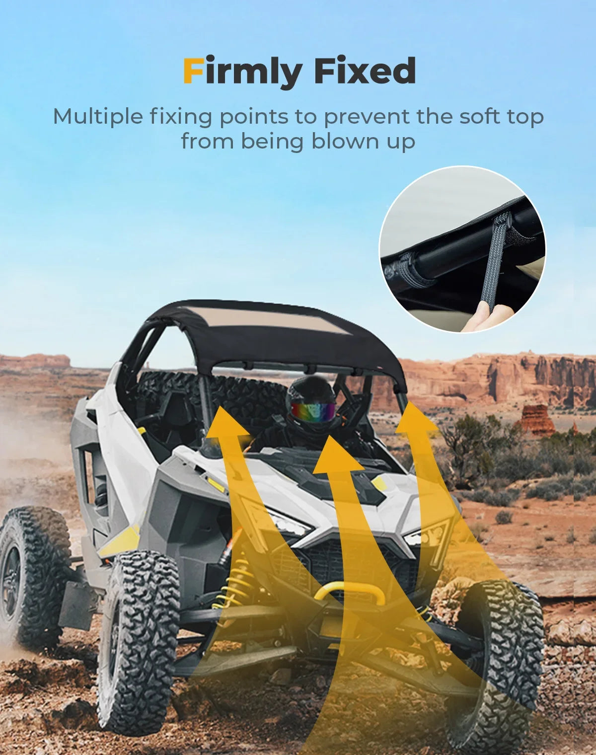 KEMIMOTO 1680D Canvas Sunshade Tint Top, 2-Seat for Polaris RZR Pro R (2022–2024)