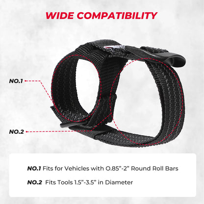 KEMIMOTO Shovel Holder Roll Bar Straps (4-Pack) for UTV & SXS