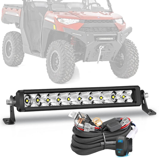 12-Inch Slim Single-Row LED Light Bar with Wiring Kit for Polaris Ranger XP 1000 (2017–2026)