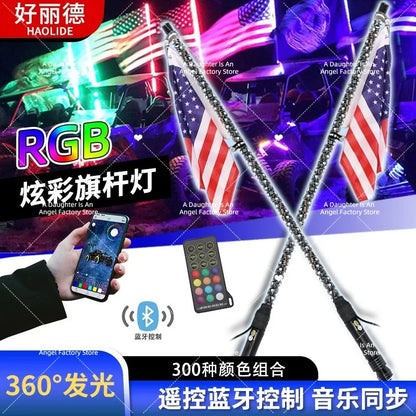 RGB LED Whip Lights with App Remote, 3–6 Ft for UTV & SXS
