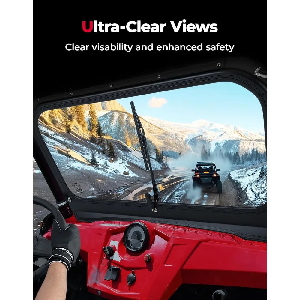 Full Front Windshield with Aluminum Frame and Manual Wiper for Polaris RZR 570 (2012–2014)