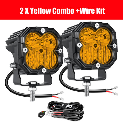 3-Inch 30W LED Cube Pods with Wiring Kit for UTV & SXS