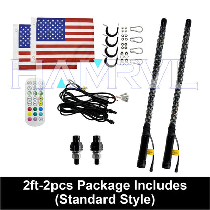 RGB LED Whip Light with Spring Base & Music Sync for UTV & SXS