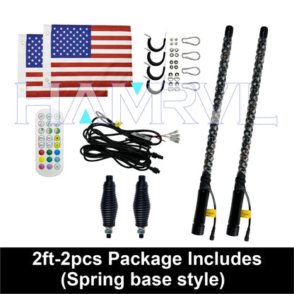 RGB LED Whip Light with Spring Base & Music Sync for UTV & SXS