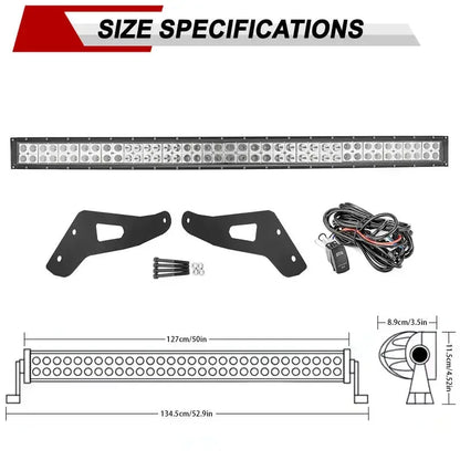 50-Inch 288W Curved LED Light Bar with Roof Brackets for Can-Am Maverick X3 (2017–2024)