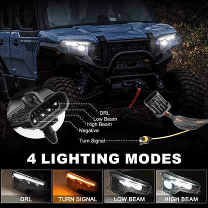 120W Hi/Lo LED Headlights with DRL and Sequential Turn Signals for Polaris Xpedition (2024–2026)