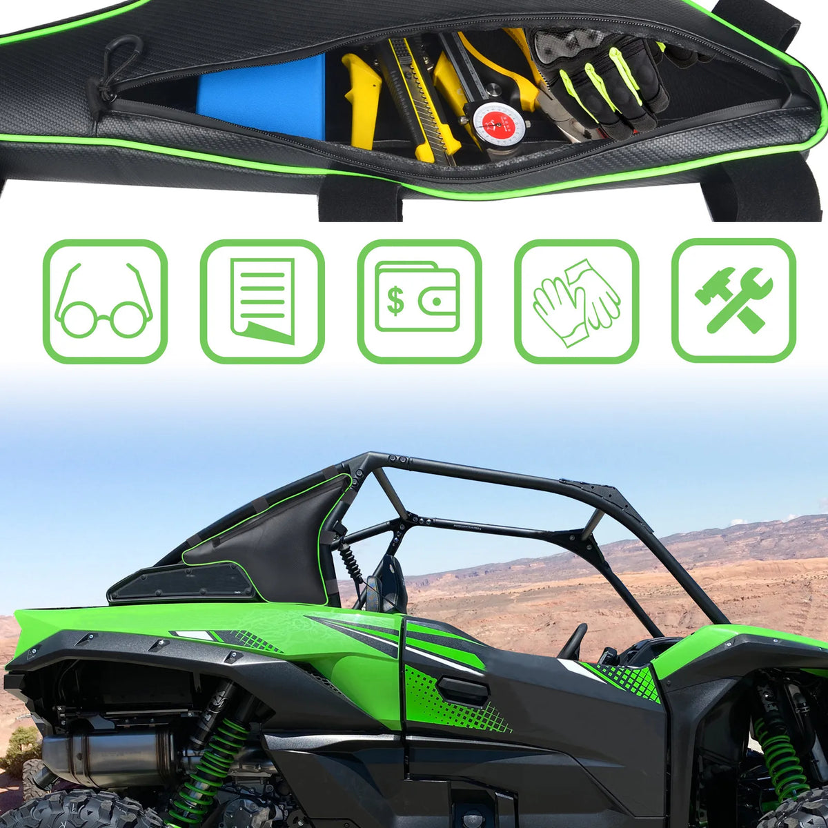 Waterproof Triangle Truss Storage Bags (Pair) for Kawasaki Teryx KRX 1000 (2020–2026)