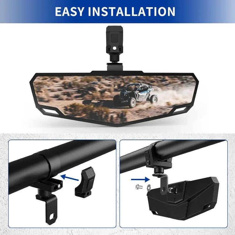 Rearview Mirror with 1.5–2 Inch Roll Cage Clamp for UTV & SXS