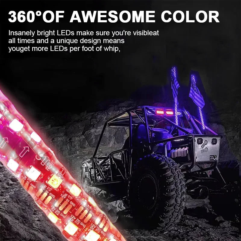 1-Foot RGB LED Whip Light with App Control for UTV & SXS