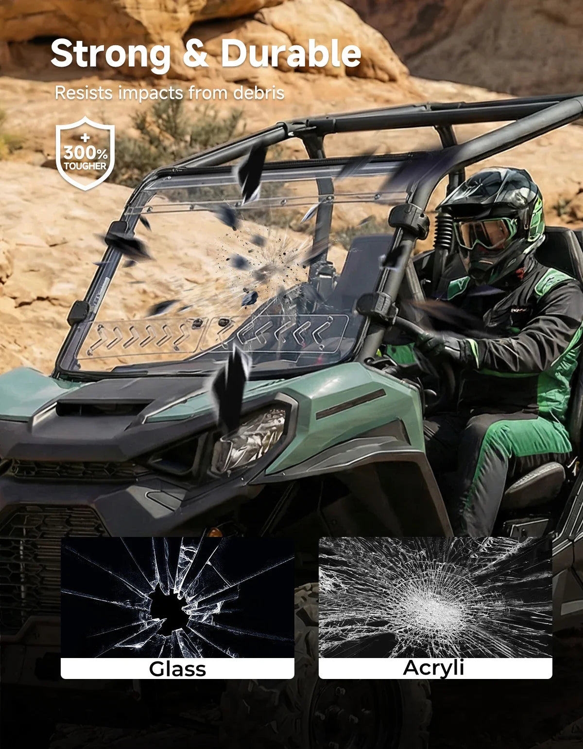 Vented Full Front Windshield for Can-Am Commander, Maverick Trail & Maverick Sport