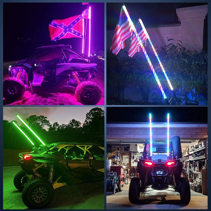 Nilight Spiral RGB LED Whip Lights with Remote (Pair) for UTV & SXS