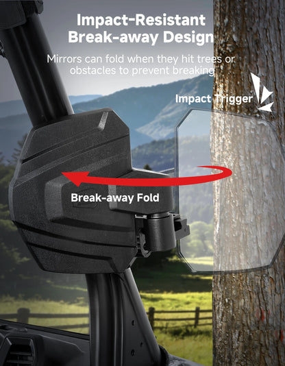 Extendable Heavy-Duty Side Mirrors, Pro-Fit Cage for Can-Am Defender, Commander & More