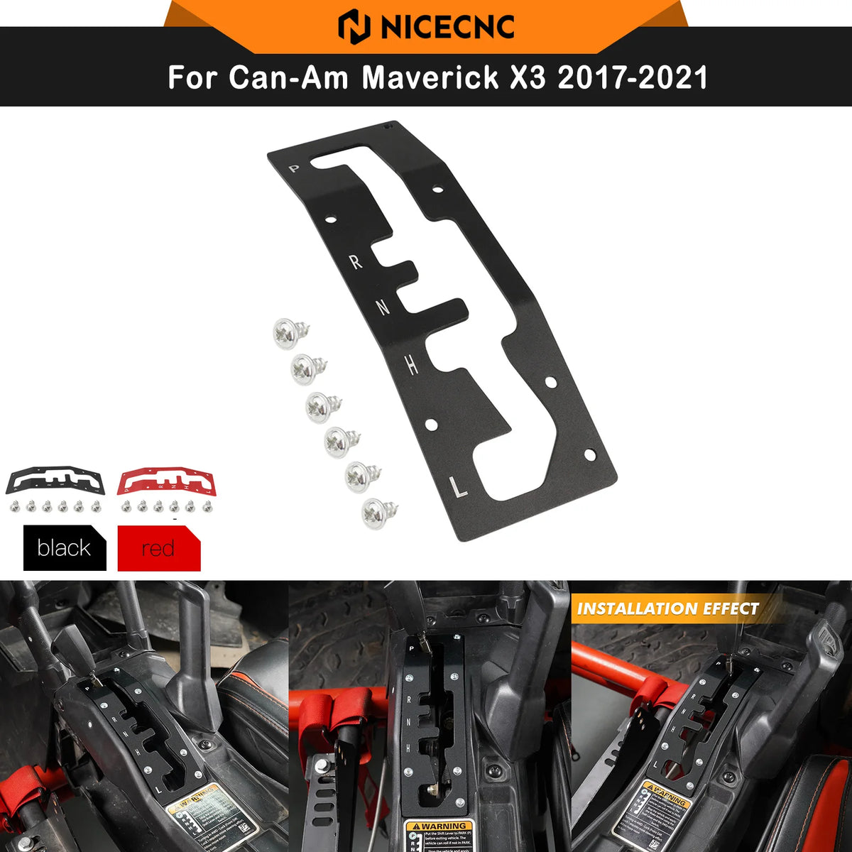 NICECNC Aluminum Shifter Gate Plate Panel for Can-Am Maverick X3 (2017–2021)