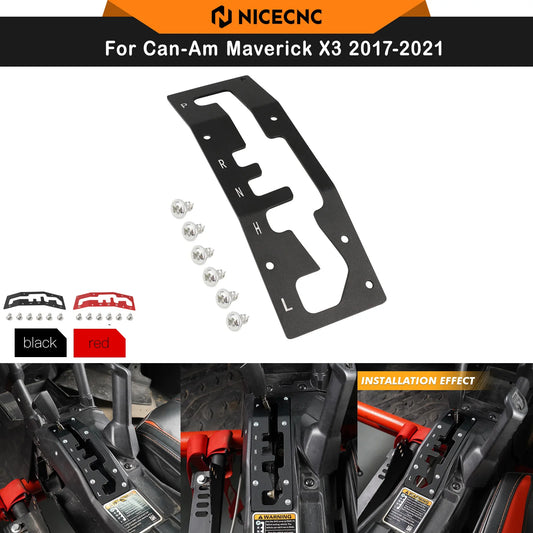 NICECNC Aluminum Shifter Gate Plate Panel for Can-Am Maverick X3 (2017–2021)