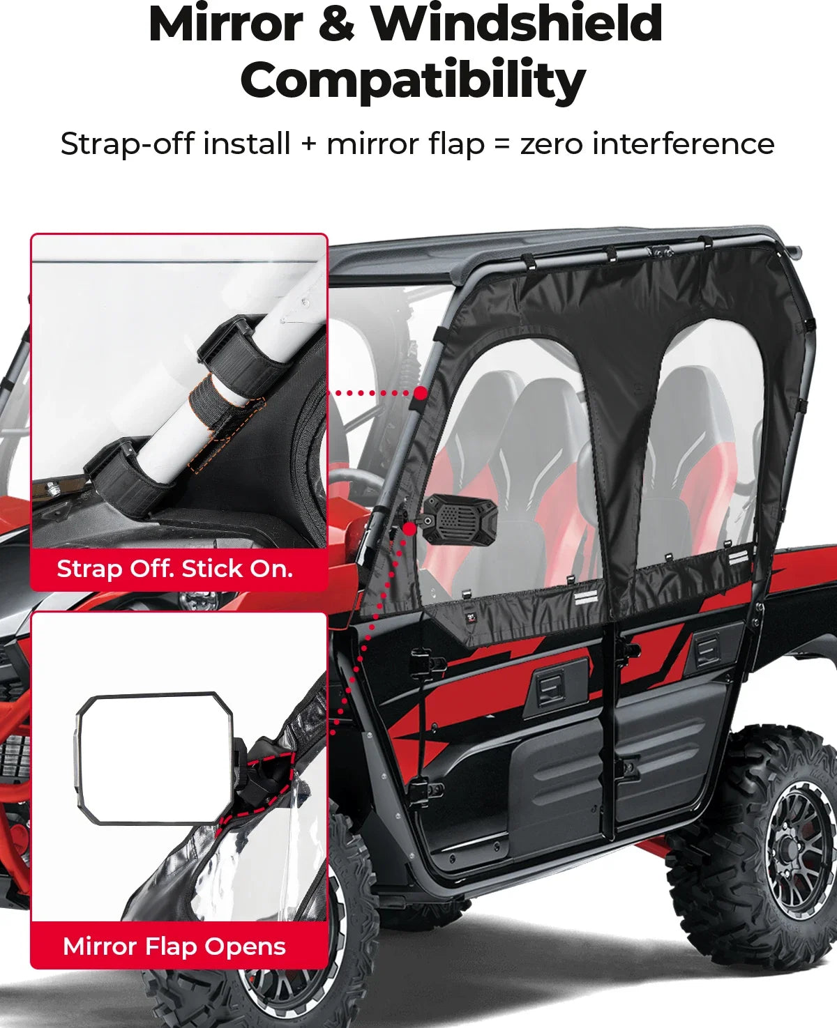 PVC Soft Upper Door Cab Enclosure for Kawasaki Teryx4 (2016–2026)