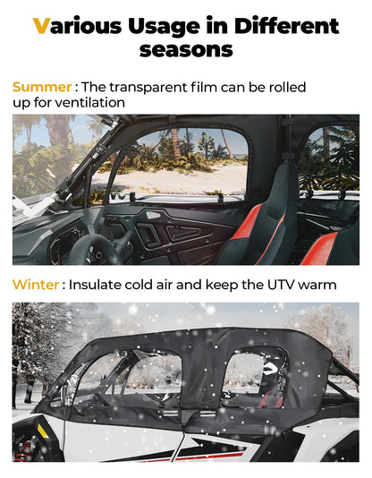 KEMIMOTO Soft Cab Enclosure Kit with 4 Side Windows for Polaris RZR XP 1000 (2024–2026)
