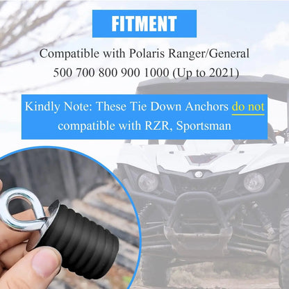 Black Bed Tie-Down Anchors for Polaris General, Ranger 570 & More