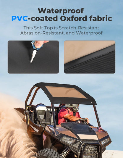 KEMIMOTO 1680D Canvas Sunshade Soft Top for Polaris RZR XP 1000, RZR XP Turbo & RZR 900