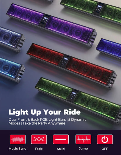 RGB Sound Bar for 1.5–2.25 Inch Roll Bars for UTV & SXS